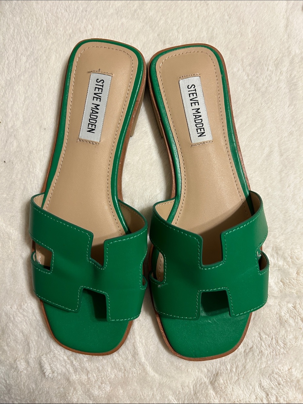 Steve Madden Green Cutout Slide Sandals